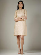 Brocade A-Line Dress - Beige